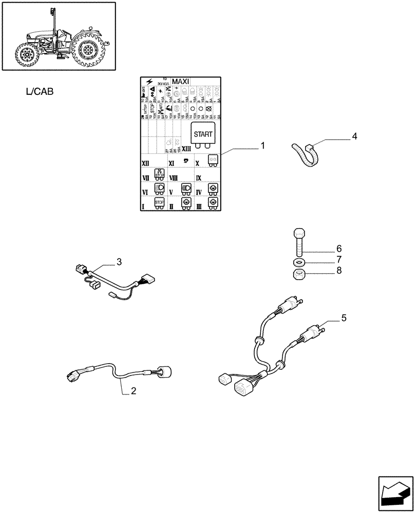 Схема запчастей Case IH JX1070C - (1.75.4/04) - (VAR.007) NA PACKAGE- CABLES (06) - ELECTRICAL SYSTEMS