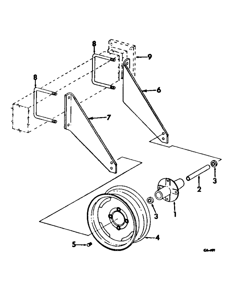 Схема запчастей Case IH 146 - (AR-06) - TOOL BAR CARRYING WHEELS, FOR 6 AND 8 ROW CULTIVATOR 