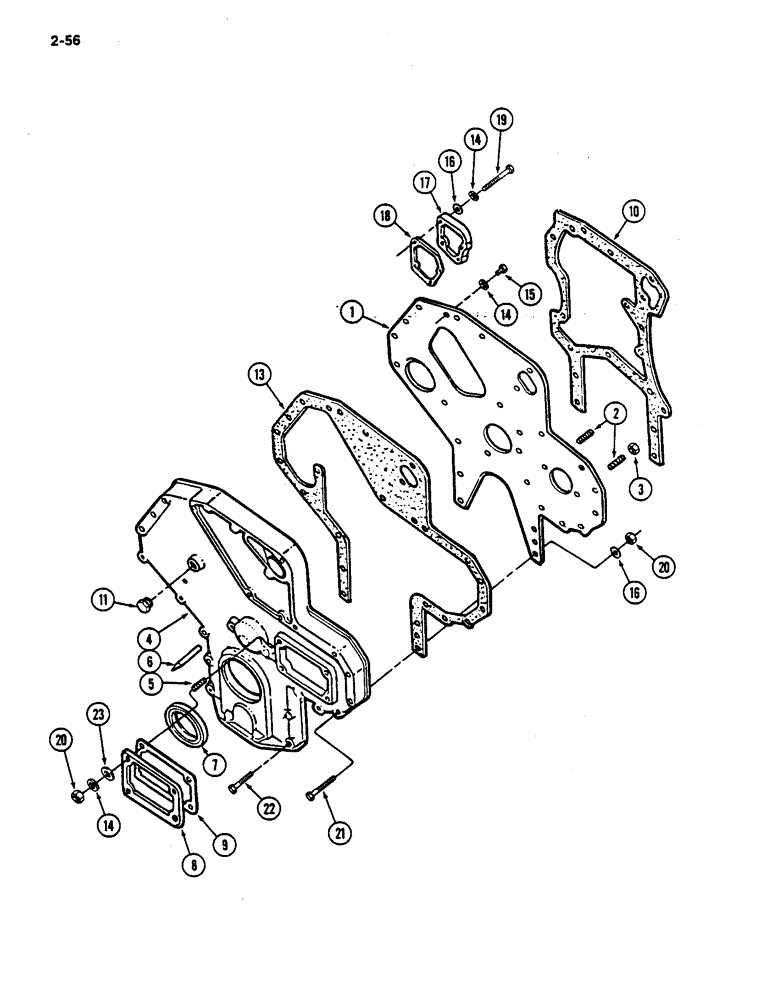 Схема запчастей Case IH 782 - (2-56) - ENGINE FRONT COVER AND RELATED PARTS, D358 DIESEL ENGINE (01) - ENGINE