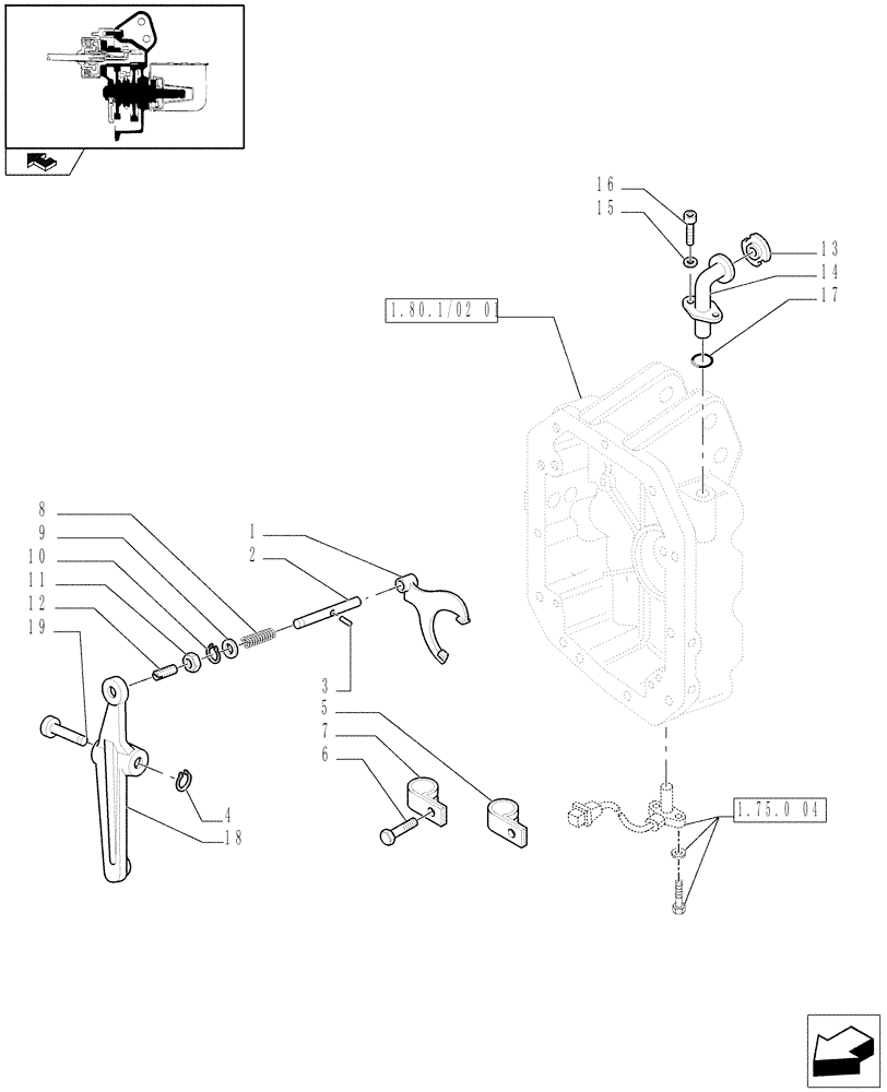 Схема запчастей Case IH MAXXUM 115 - (1.80.1/02[03]) - POWER TAKE-OFF 540/1000 WITH REVERSABLE SHAFT - CONTROLS (VAR.330800) (07) - HYDRAULIC SYSTEM