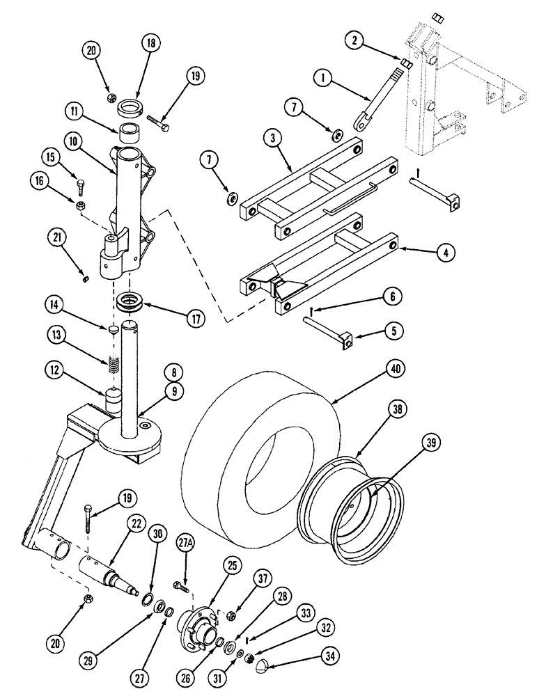 Схема запчастей Case IH NFX - (9-28) - CASTER WHEEL ASSEMBLY - SINGLE, WING FRAMES 24 FEET AND UNDER (09) - CHASSIS