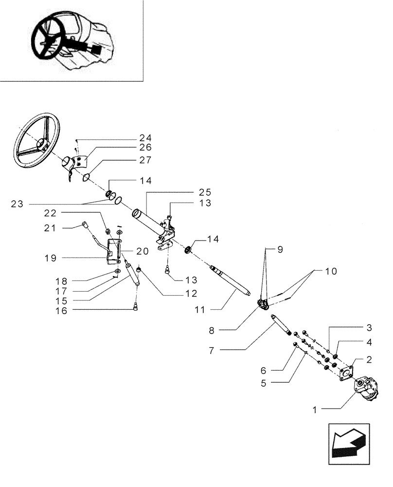 Схема запчастей Case IH JX80 - (1.92.0[08]) - CAB - POWER STEERING - COMPONENT PARTS (10) - OPERATORS PLATFORM/CAB