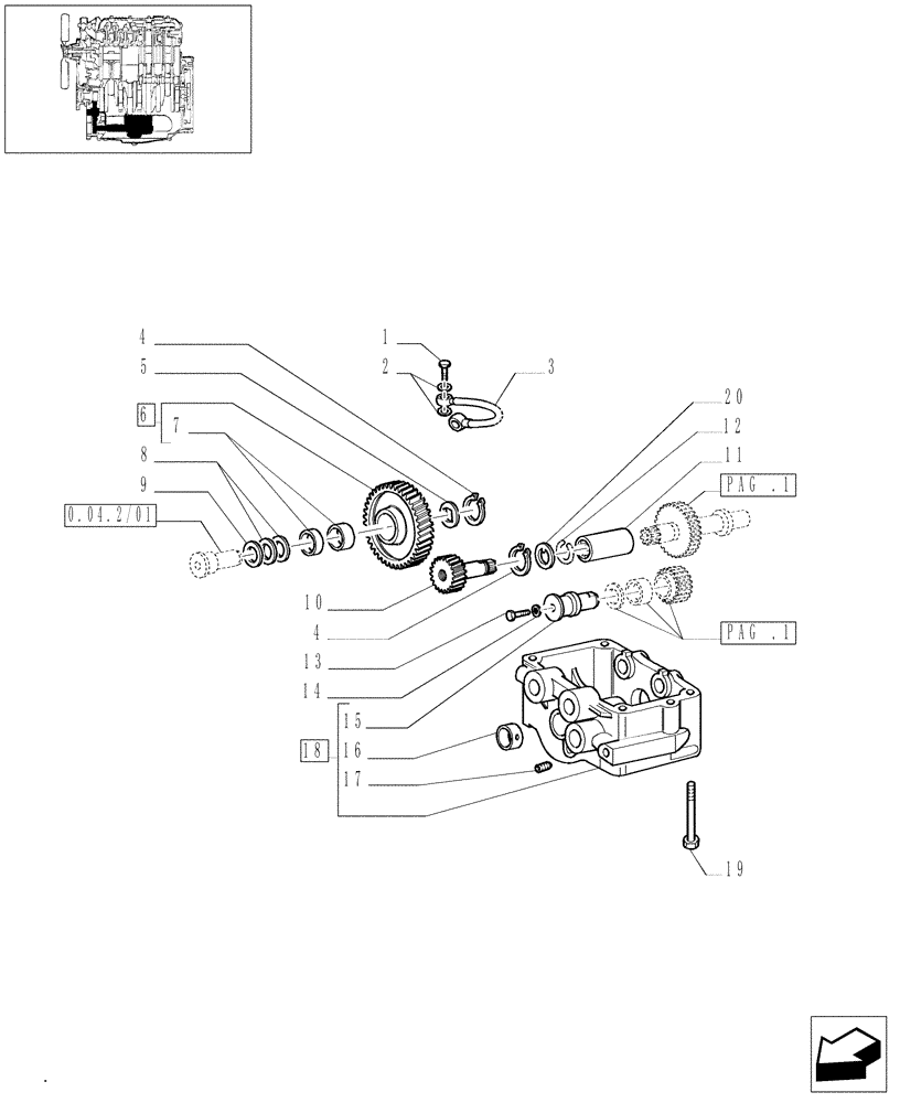 Схема запчастей Case IH JX90 - (0.10.5[02]) - DYNAMIC BALANCER, GEARS & SHAFTS (01) - ENGINE