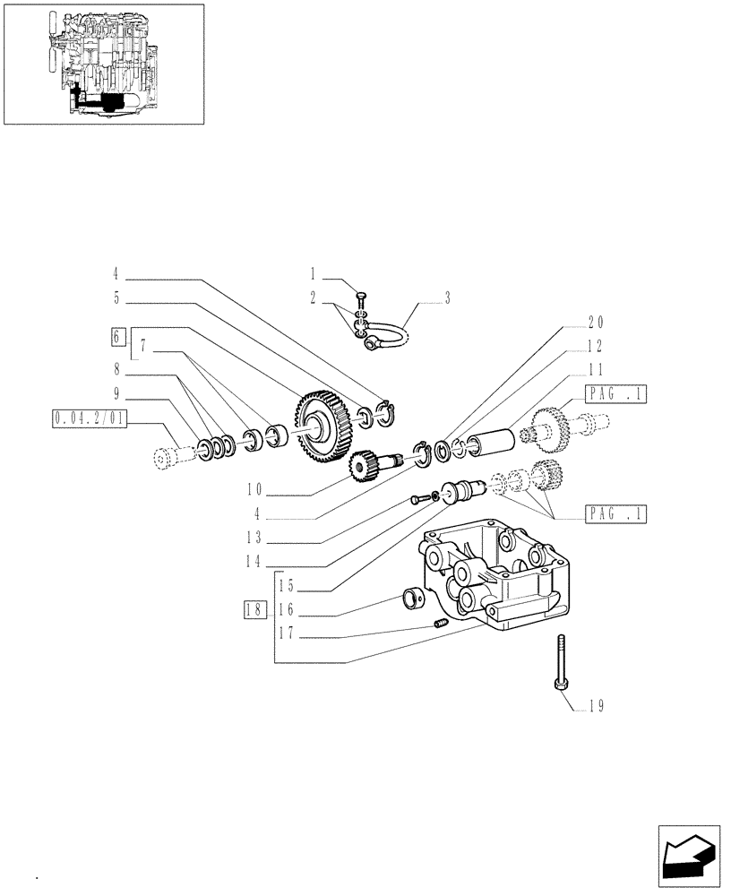 Схема запчастей Case IH JX80 - (0.10.5[02]) - DYNAMIC BALANCER, GEARS & SHAFTS (01) - ENGINE