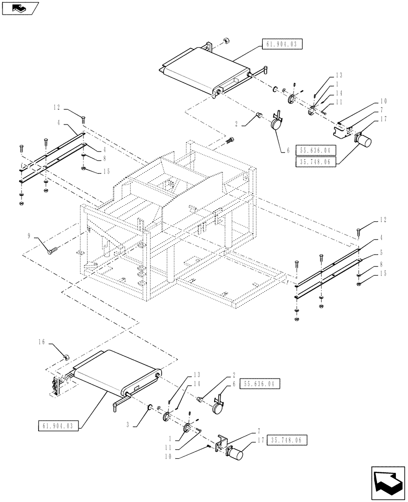 Схема запчастей Case IH 810 - (61.904.02) - METERING CONVEYOR BELT GROUP (61) - METERING SYSTEM