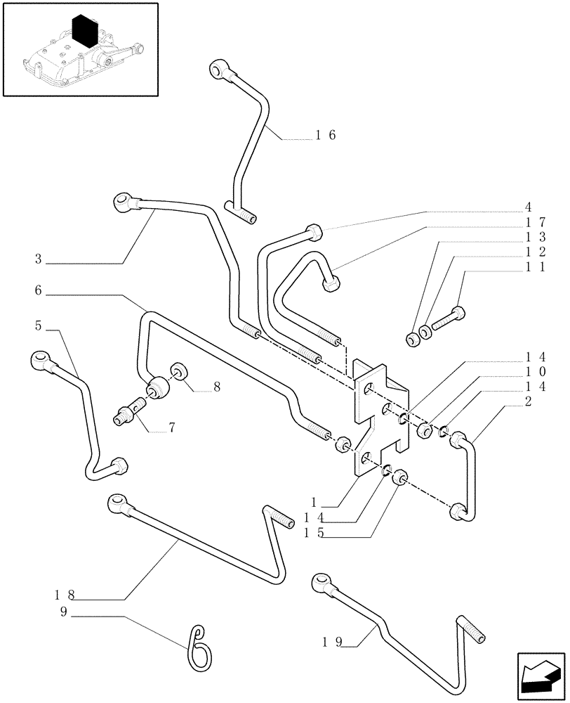 Схема запчастей Case IH JX80 - (1.82.7/04) - (VAR.003-306) MID-MOUNT VALVES HYDRAULIC CONNECTION (07) - HYDRAULIC SYSTEM