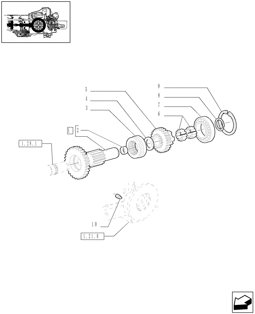 Схема запчастей Case IH JX60 - (1.32.1/04[02]) - (VAR.108) 12X12 (40KM/H) TRANSMIS. WITH VENTRAL FRONT BRAKE & LIMITED SLIP-DRIVE SHAFT AND GEARINGS (03) - TRANSMISSION