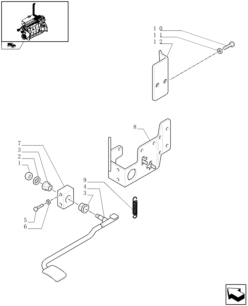 Схема запчастей Case IH PUMA 180 - (1.95.0/01) - (VAR.040) EXHAUST BRAKE - PEDAL AND ASSOCIATED PARTS (10) - OPERATORS PLATFORM/CAB