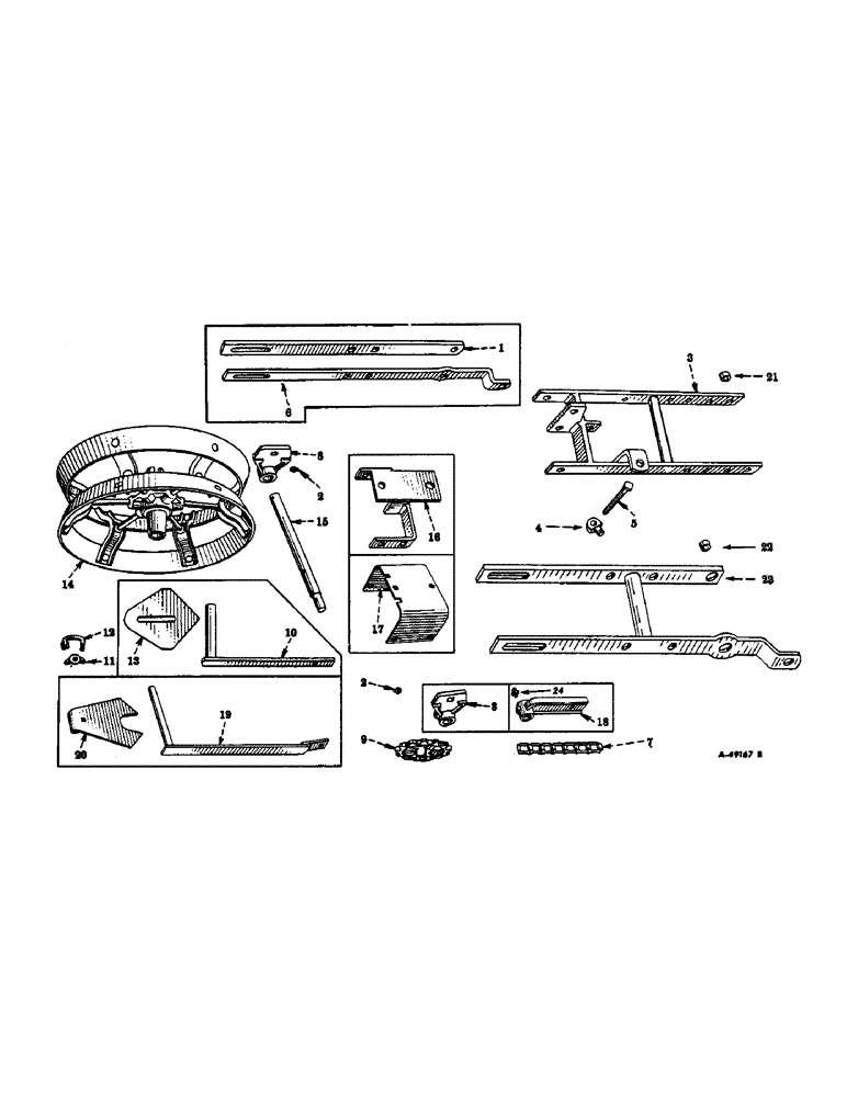 Схема запчастей Case IH 184 - (A-04) - MAIN FRAME, PRESS WHEEL AND SCRAPERS 