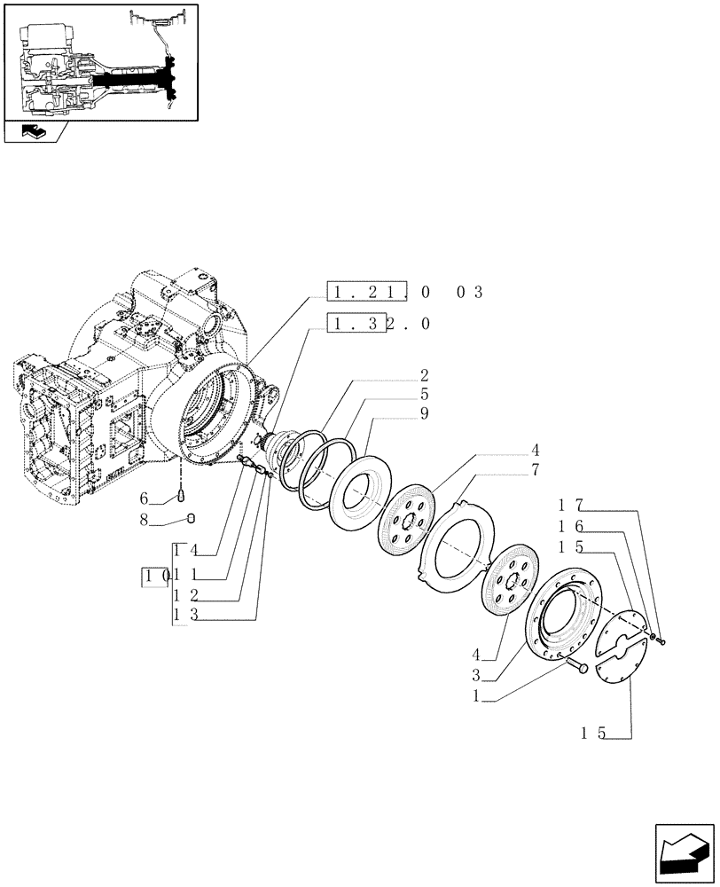 Схема запчастей Case IH PUMA 195 - (1.65.3[01]) - TRANSMISSION BRAKES - C6332 (05) - REAR AXLE