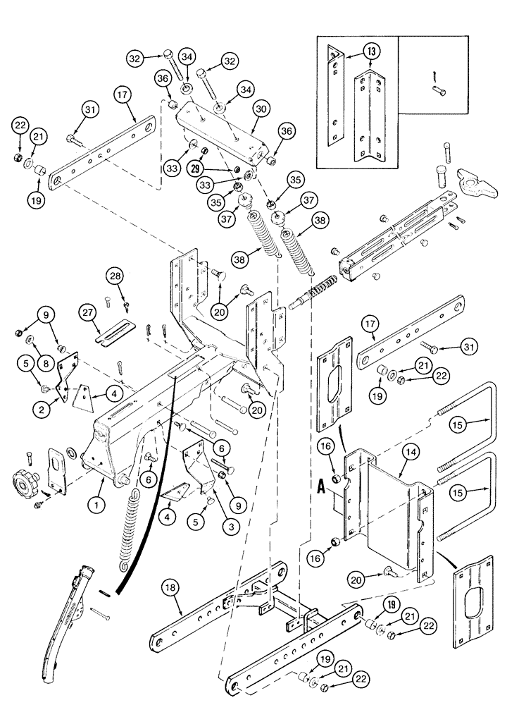 Схема запчастей Case IH 5500 - (9-32) - ROW UNIT FRAME - WITHOUT QUICK ADJUST (09) - CHASSIS