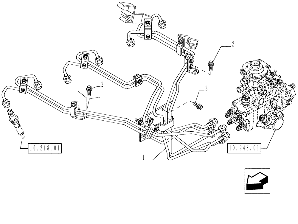 Схема запчастей Case IH P140 - (10.218.03) - INJECTION EQUIPMENT - PIPING (10) - ENGINE