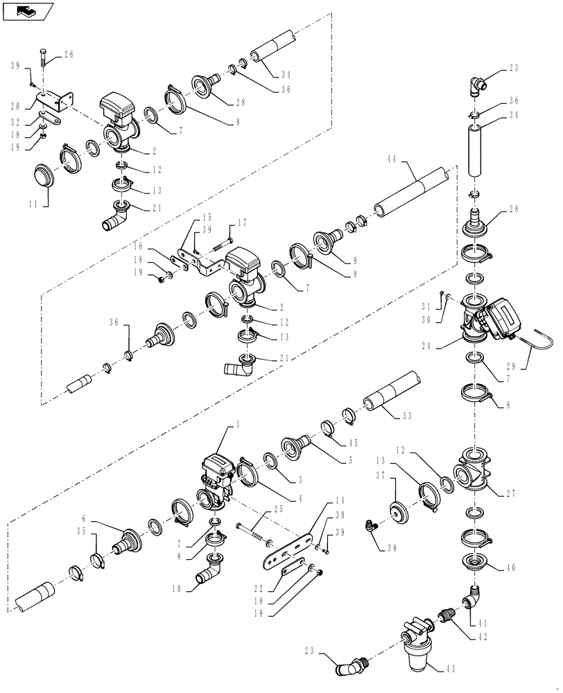 Схема запчастей Case IH 4420 - (09-059[01]) - BOOM VALVE PLUMBING, 7 SECTION, BSN YBT029768 Liquid Plumbing