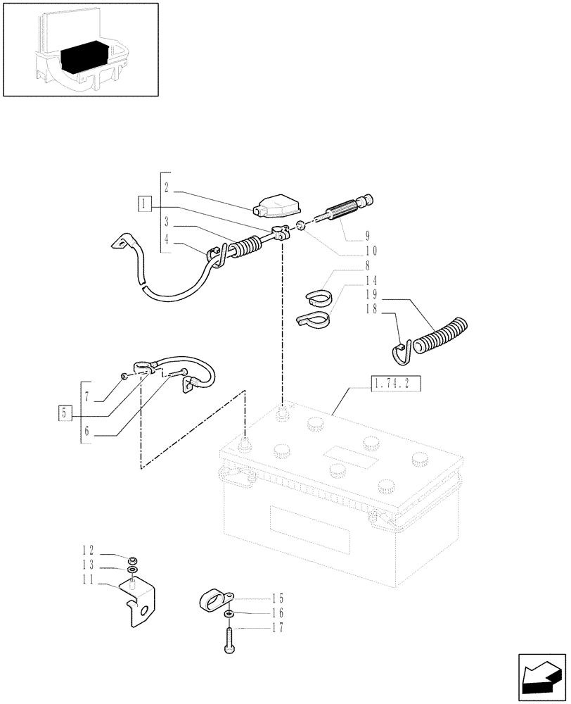 Схема запчастей Case IH MXU110 - (1.75.3) - BATTERY, CABLES (06) - ELECTRICAL SYSTEMS