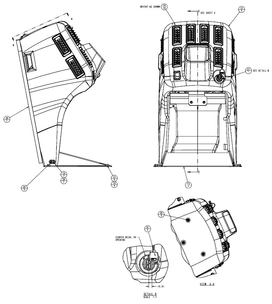 Схема запчастей Case IH FLX3010 - (01-019[01]) - FRONT CONSOLE, HVAC ASSEMBLY (10) - CAB