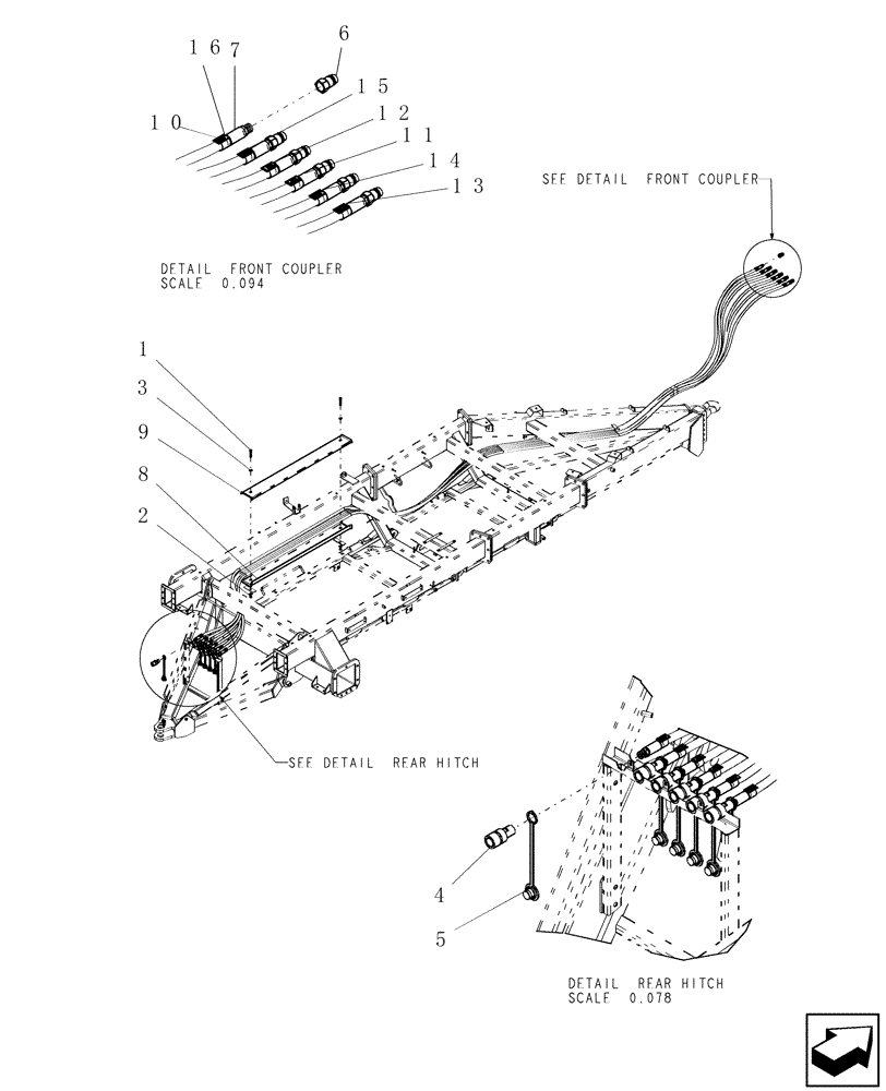 Схема запчастей Case IH ADX3260 - (A.10.A[12]) - ADX3260 TBT THRU FRAME HYDRAULICS A - Distribution Systems