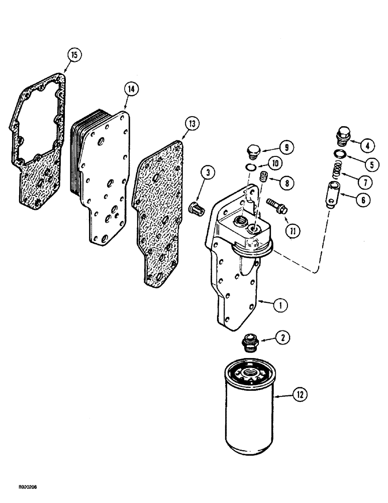 Схема запчастей Case IH 5150 - (2-062) - OIL FILTER AND COOLER (02) - ENGINE