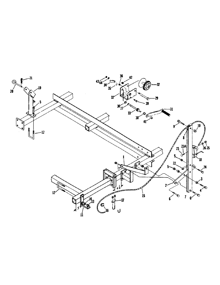 Схема запчастей Case IH 1200W-SERIES - (038) - MECHANICAL WING LIFT, WINGSTOP, NEW AND OLD STYLE 