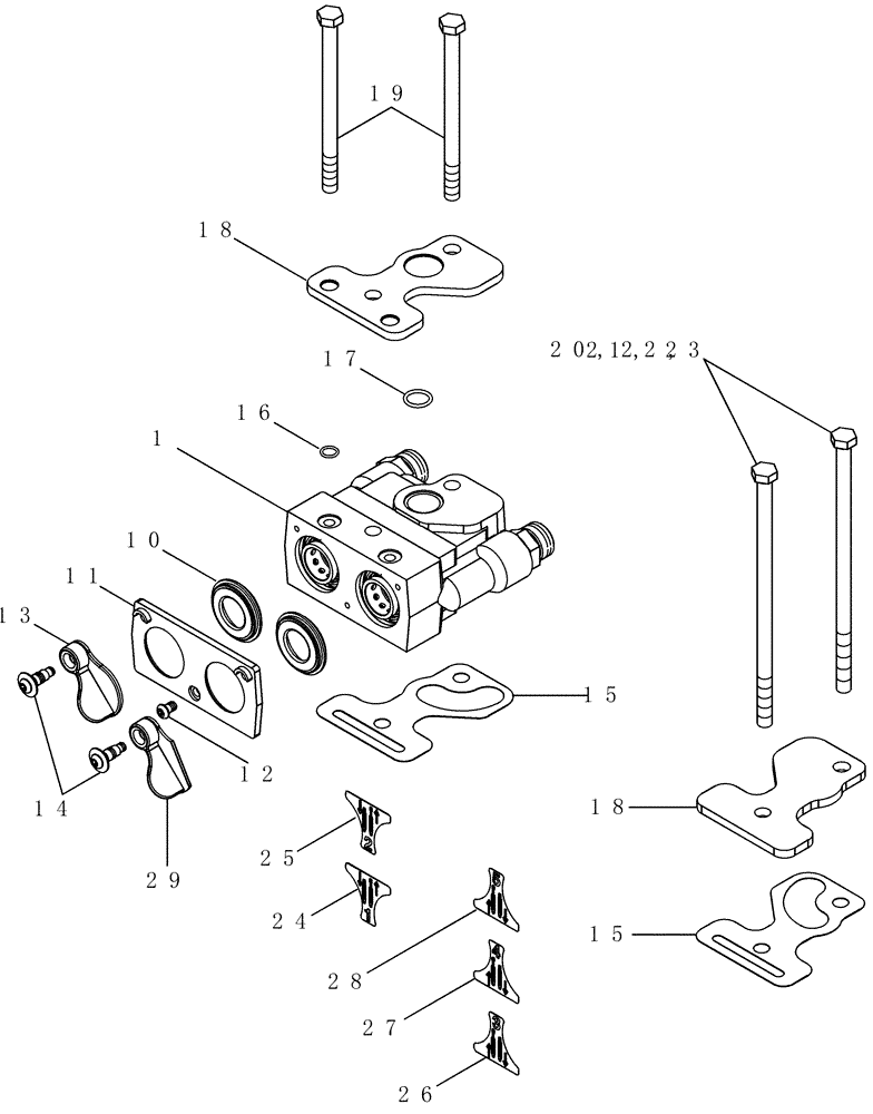 Схема запчастей Case IH MX210 - (08-24) - REMOTE HYDRAULIC COUPLING MOUNTING (08) - HYDRAULICS