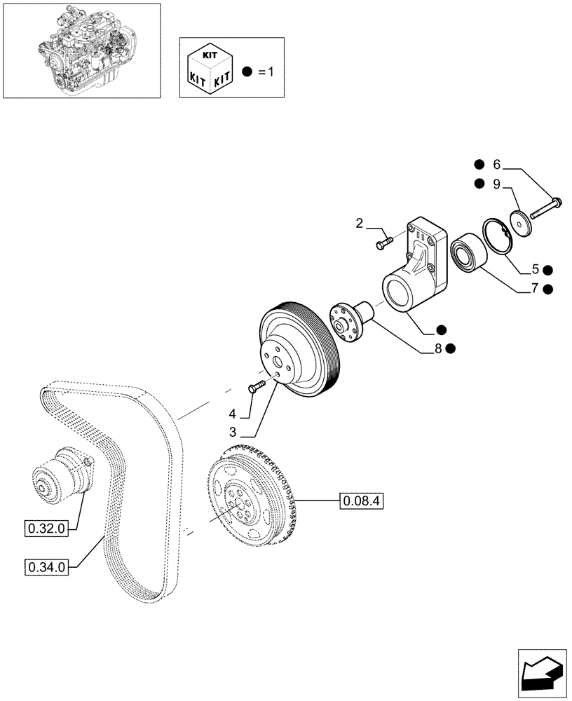 Схема запчастей Case IH F4GE9684D J600 - (0.34.5[01]) - FAN DRIVE (504036557-504063977) 