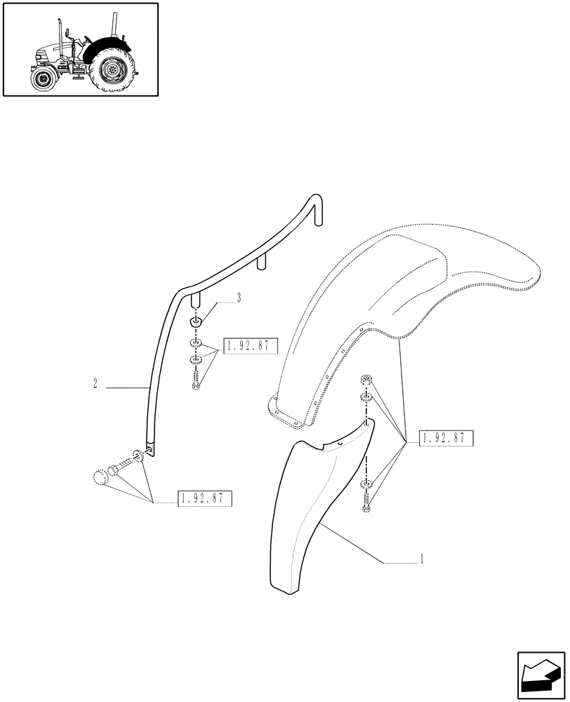 Схема запчастей Case IH JX70 - (1.92.87/06) - (VAR.189/1) REAR FENDERS IN LOW POSITION - L/CAB (10) - OPERATORS PLATFORM/CAB