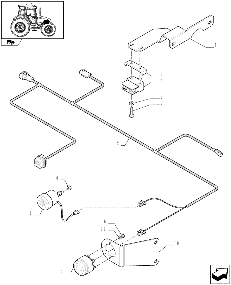 Схема запчастей Case IH FARMALL 90 - (1.75.0/04) - REVERSE SPEED ALARM FOR 20X12 TRANSMISSION - HARNESS AND RELATED PARTS (VAR.336001) (06) - ELECTRICAL SYSTEMS