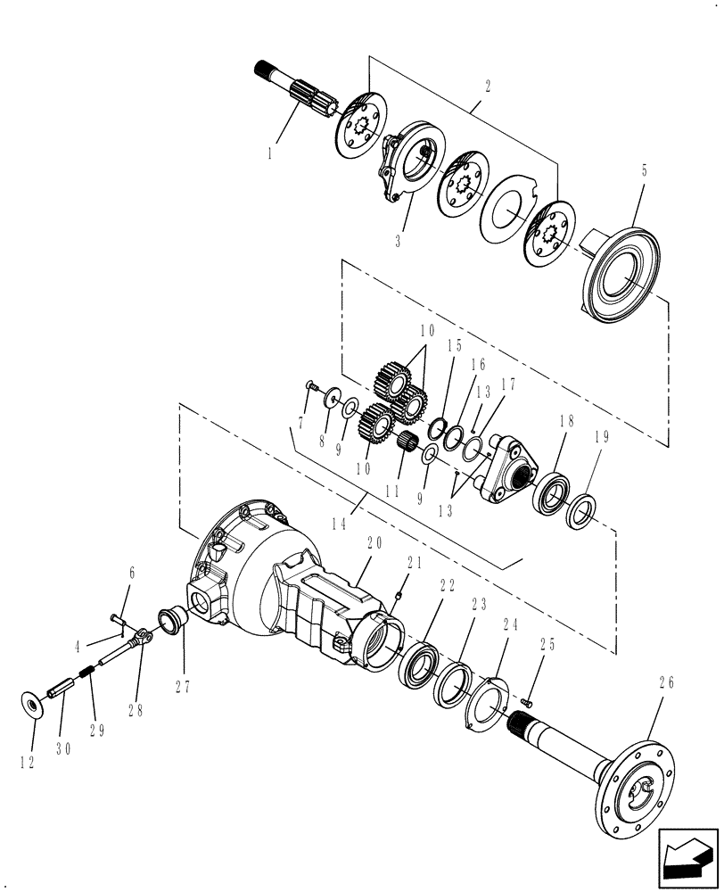 Схема запчастей Case IH FARMALL 40 - (03.21.01) - LH FINAL REDUCTION HOUSING - USED ON & ABOVE PIN # Z9DE22250 (03) - TRANSMISSION