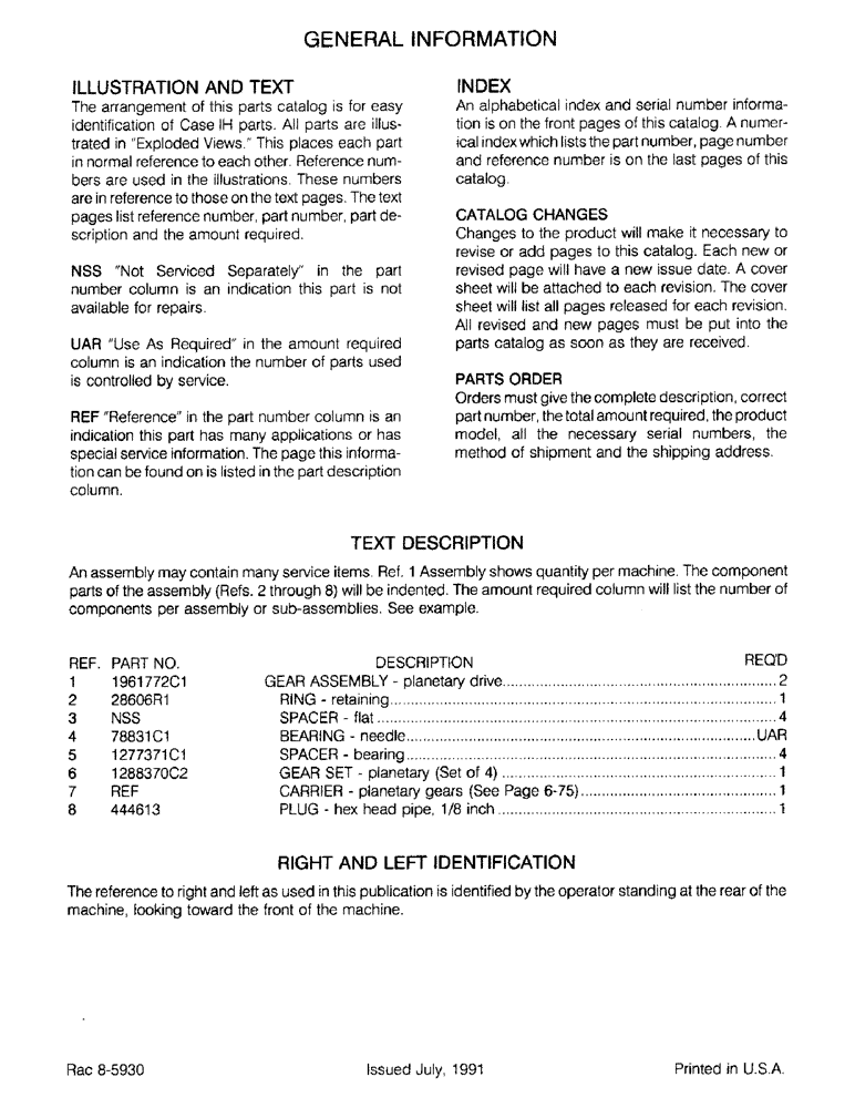 Схема запчастей Case IH 144T - (1-4) - GENERAL INFORMATION 