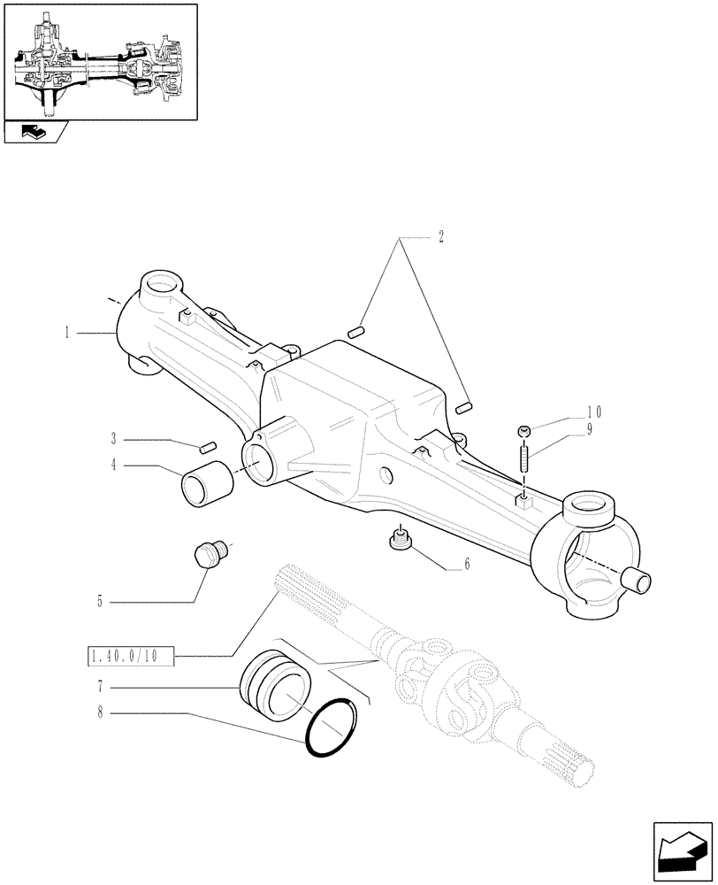 Схема запчастей Case IH PUMA 140 - (1.40. 0/01) - (CL.3) FRONT AXLE WITH DOG CLUTCH LESS STEERING SENSOR - BOX (04) - FRONT AXLE & STEERING