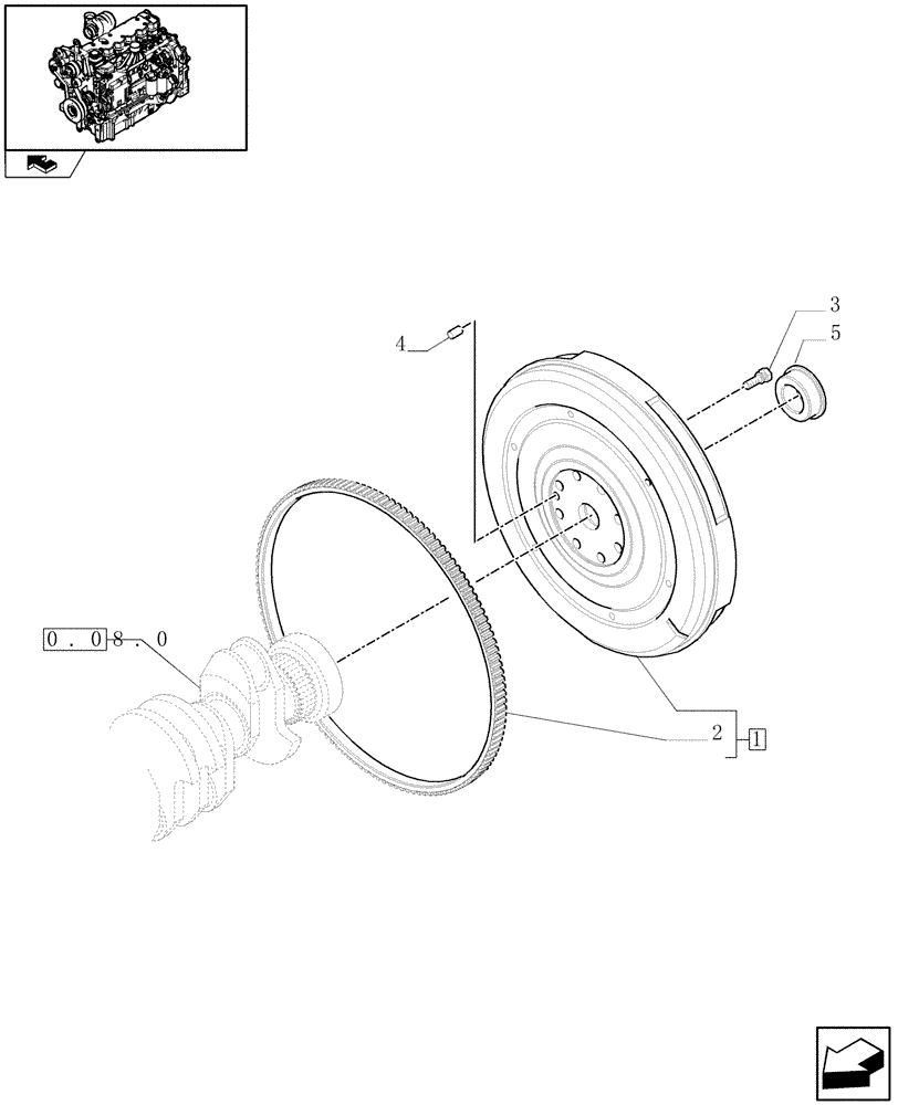 Схема запчастей Case IH PUMA 180 - (0.08.3) - FLYWHEEL (01) - ENGINE