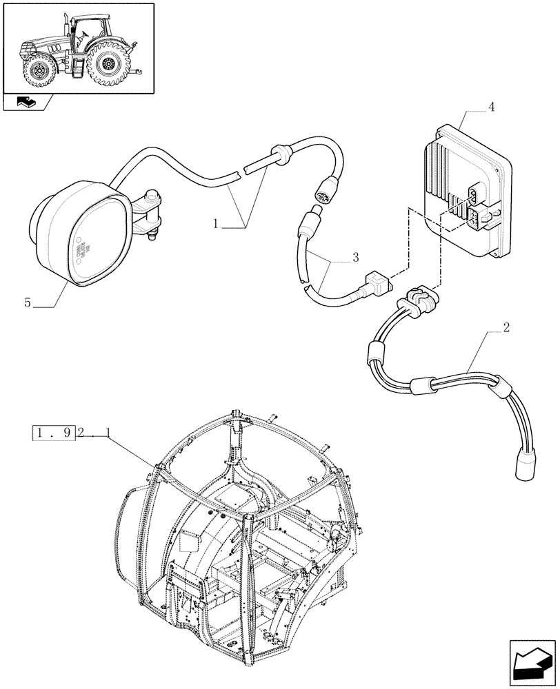 Схема запчастей Case IH PUMA 195 - (1.75.7/03 ) - (VAR.269) GRABRAIL MOUNTED HID XENON WORKLIGHTS (06) - ELECTRICAL SYSTEMS