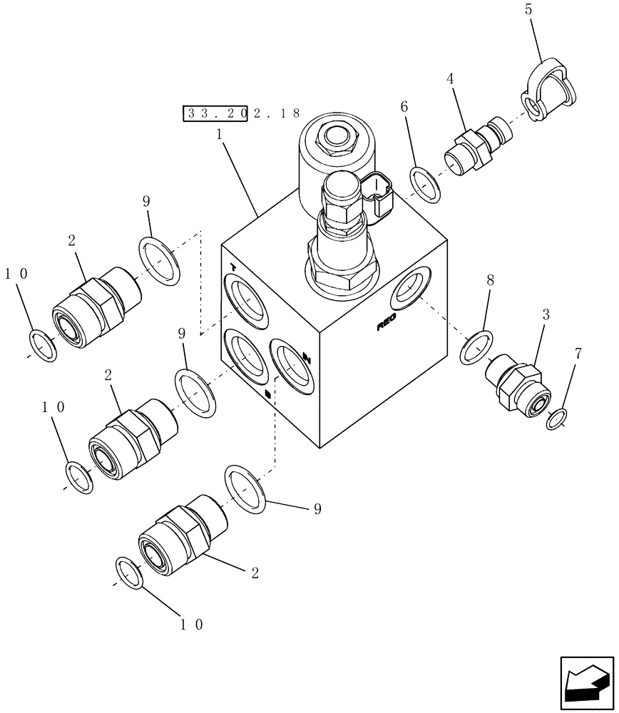 Схема запчастей Case IH 9120 - (33.202.19) - VALVE, HYDRAULIC, PARK - CONNECTORS (33) - BRAKES & CONTROLS