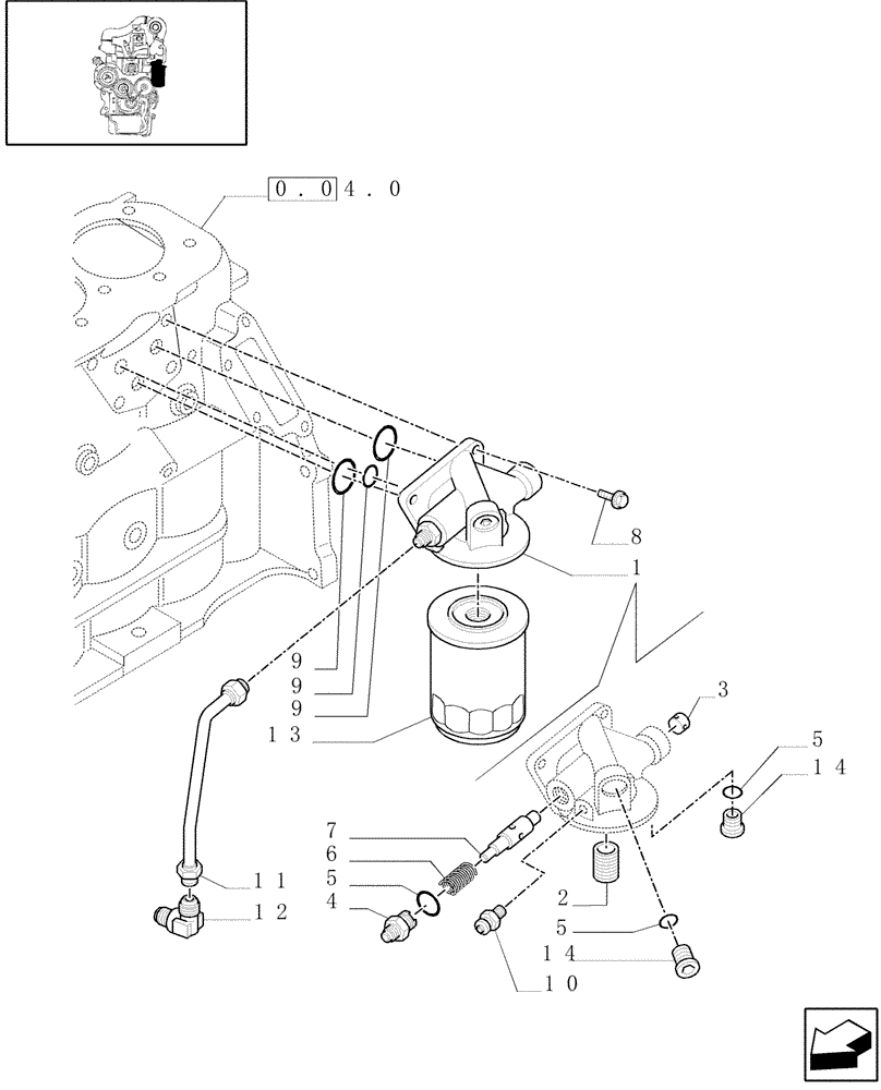 Схема запчастей Case IH MXM120 - (0.30.2) - FILTER, ENGINE OIL (01) - ENGINE