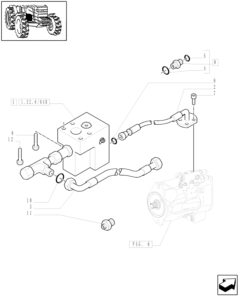 Схема запчастей Case IH MXM190 - (1.32.8/04[07]) - (VAR.481) 150 L/MIN PUMP CCLS W/EDC - PUMPS FOR HYDRAULIC SYSTEM AND LIFT (03) - TRANSMISSION