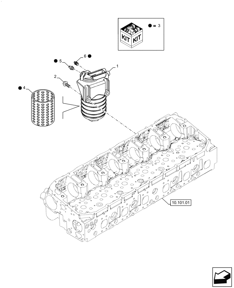 Схема запчастей Case IH F3DFE613A A002 - (10.206.01) - FUEL FILTER & RELATED PARTS (504386895) (10) - ENGINE