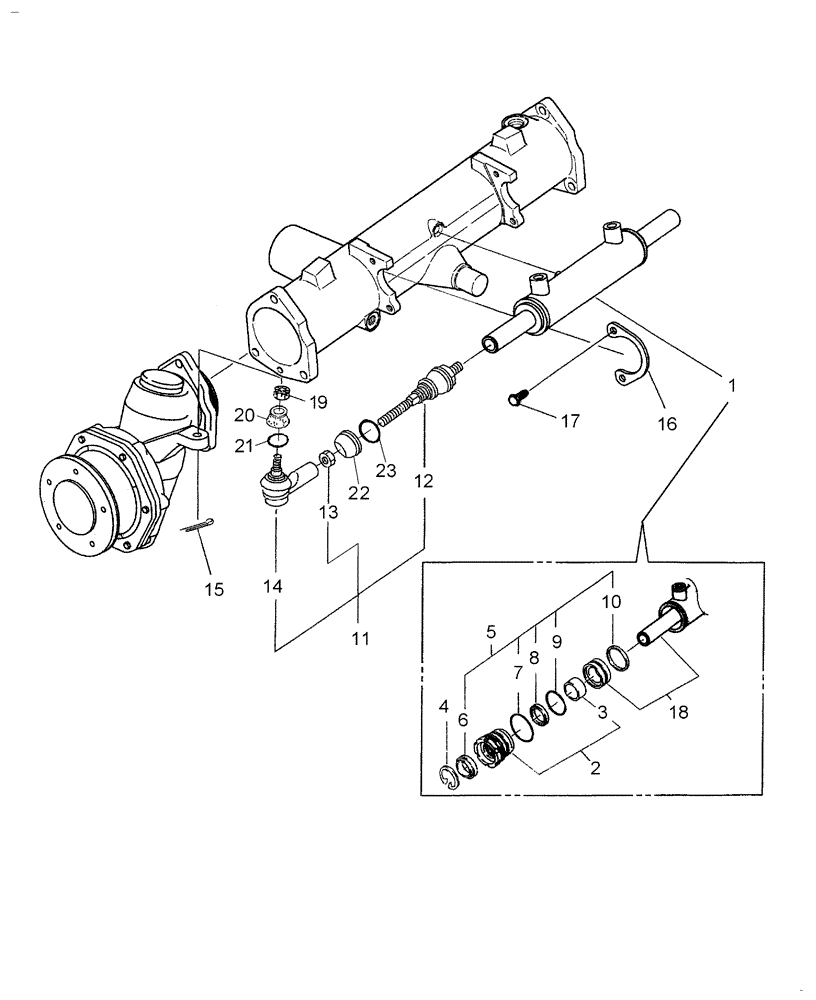 Схема запчастей Case IH DX24E - (04.05) - POWER STEERING CYLINDER (04) - FRONT AXLE & STEERING