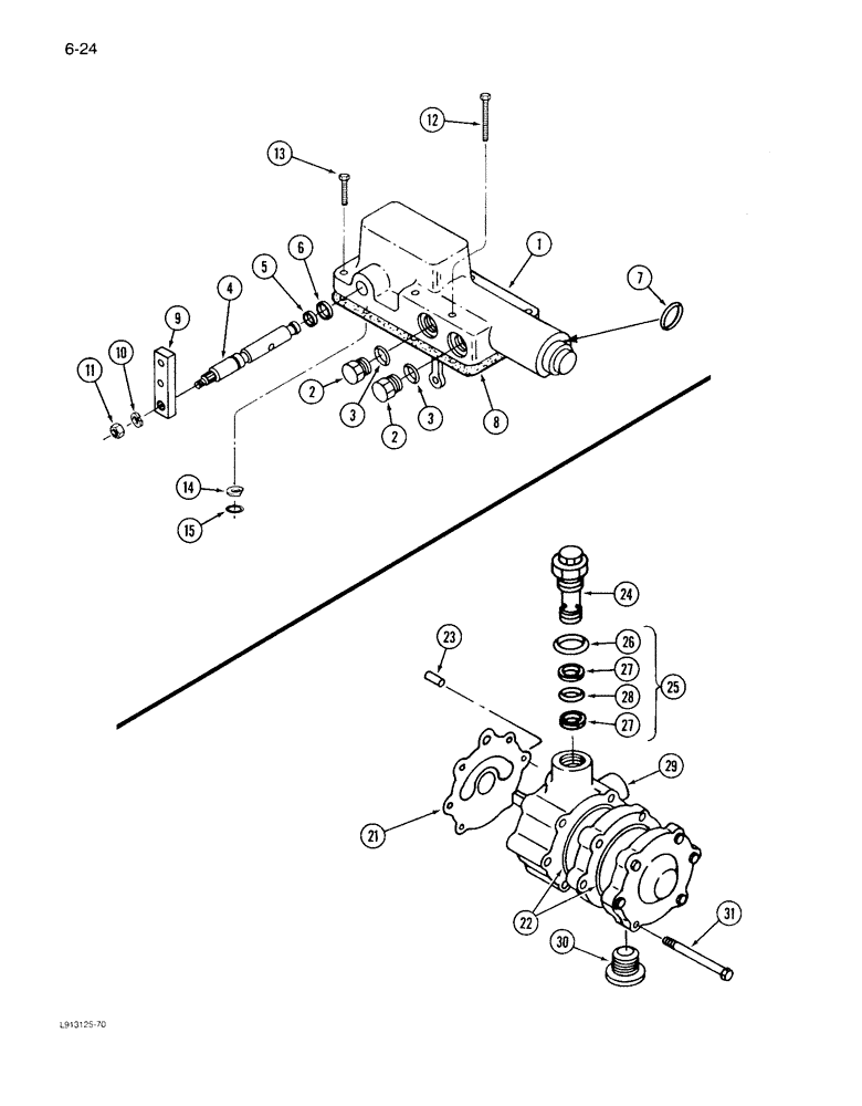 Схема запчастей Case IH 1640 - (6-24) - HYDROSTATIC PUMP, CONTROL VALVE (03) - POWER TRAIN