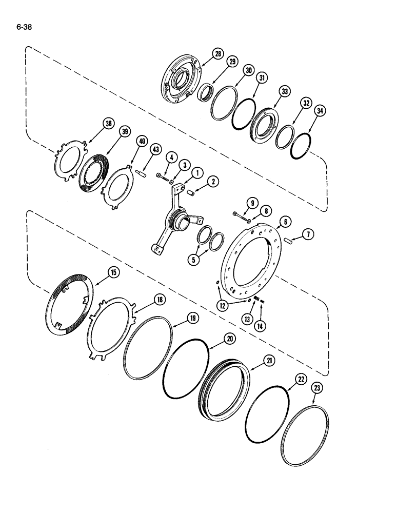 Схема запчастей Case IH 3594 - (6-038) - TRANSMISSION, DUAL RANGE (C5) AND (C6) CLUTCHES (06) - POWER TRAIN