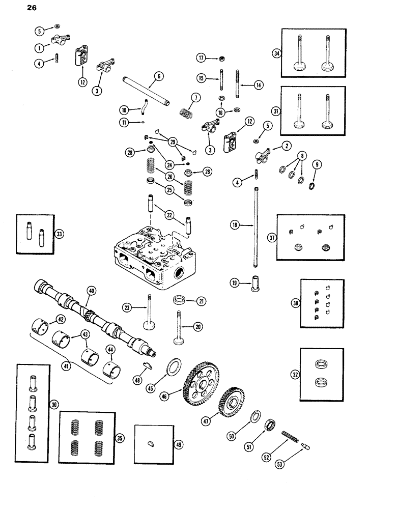 Схема запчастей Case IH 770 - (026) - VALVE MECHANISM AND CAMSHAFT, 267B DIESEL ENGINE (02) - ENGINE