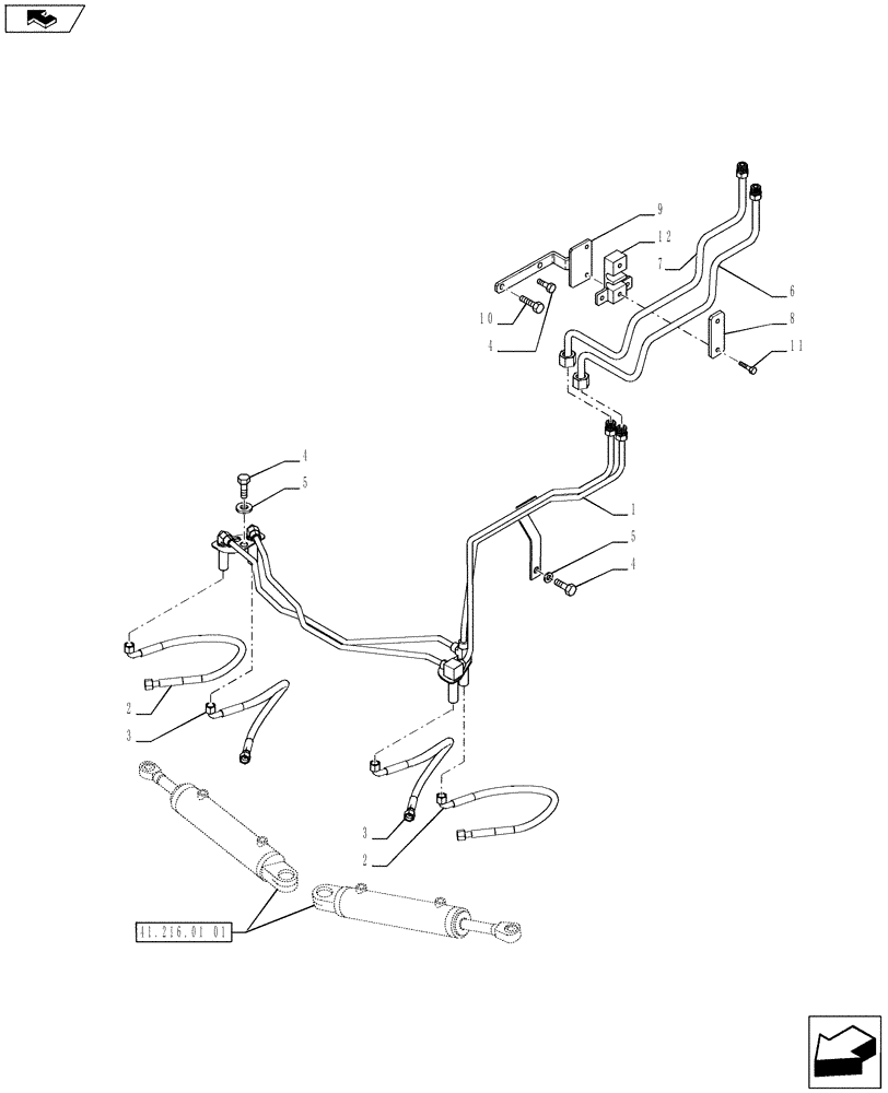 Схема запчастей Case IH PUMA 170 - (41.200.01) - STEERING CYLINDER PIPES AND POWER STEERING PIPES (41) - STEERING