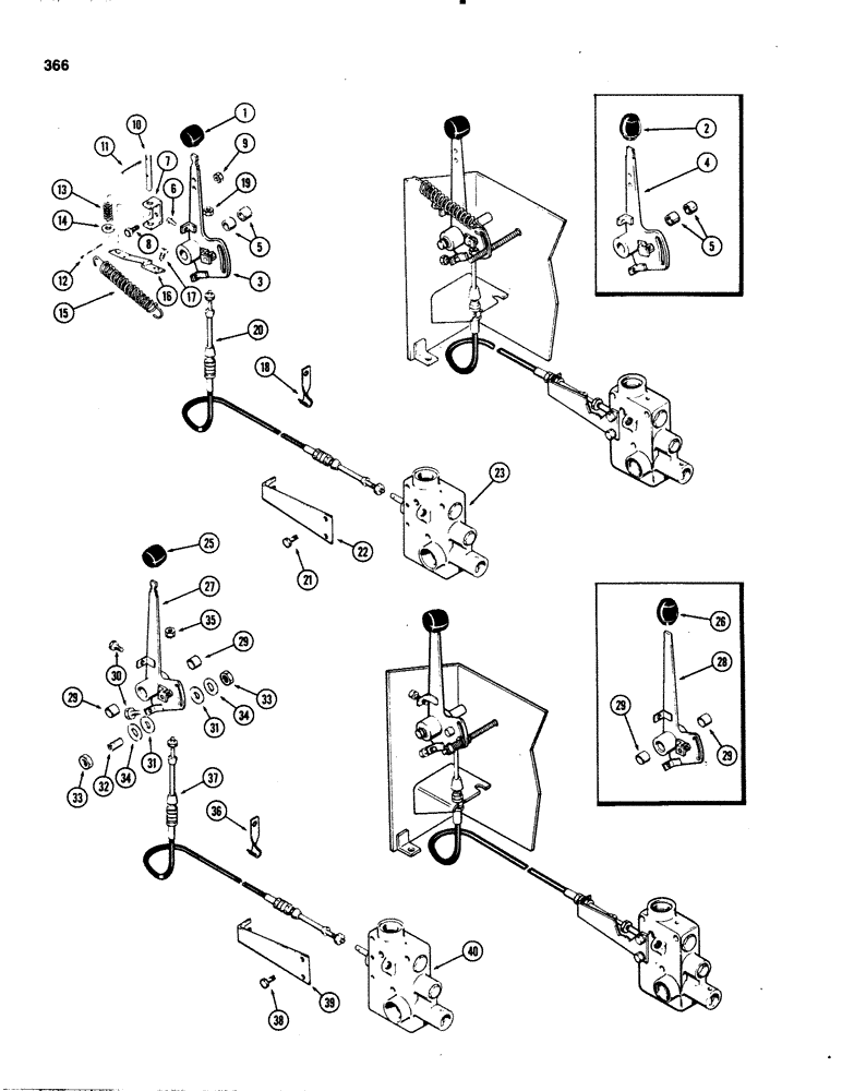 Схема запчастей Case IH 1070 - (0366) - PTO CONTROL LINKAGE, WITH POSITIVE ON-OFF (06) - POWER TRAIN