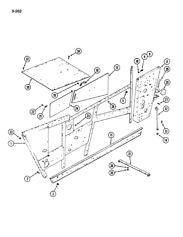 Схема запчастей Case IH 1620 - (9-262) - SEPARATOR LEFT SIDE AND SUPPORTS (12) - CHASSIS