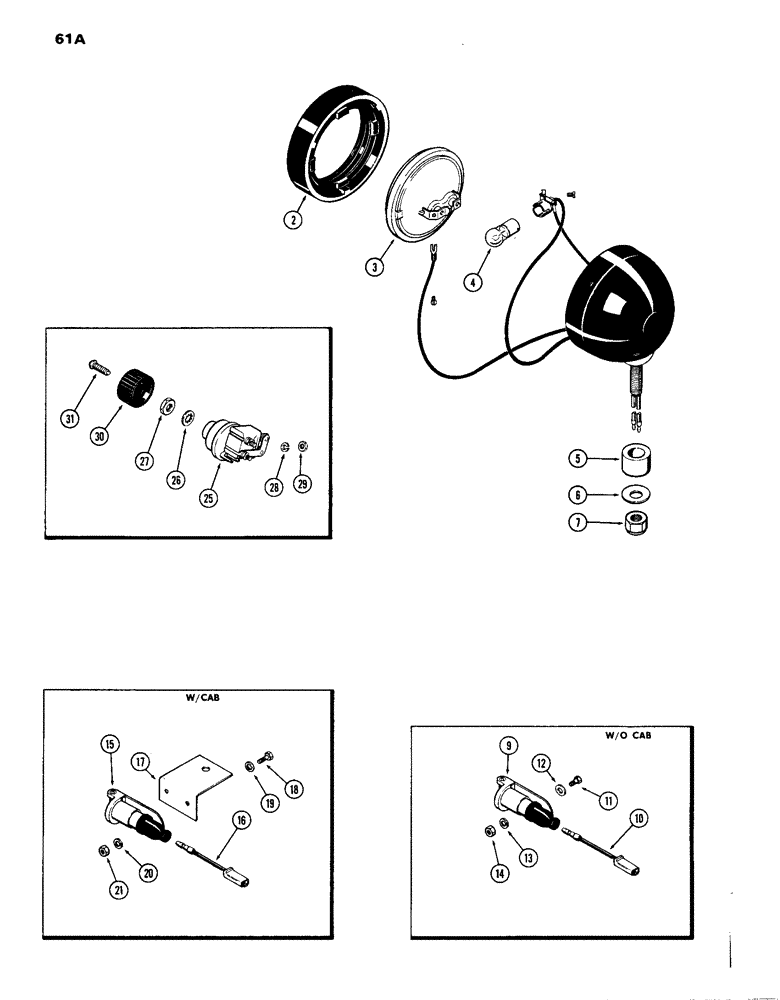 Схема запчастей Case IH 1070 - (061A) - TAIL & WARNING LAMP (04) - ELECTRICAL SYSTEMS