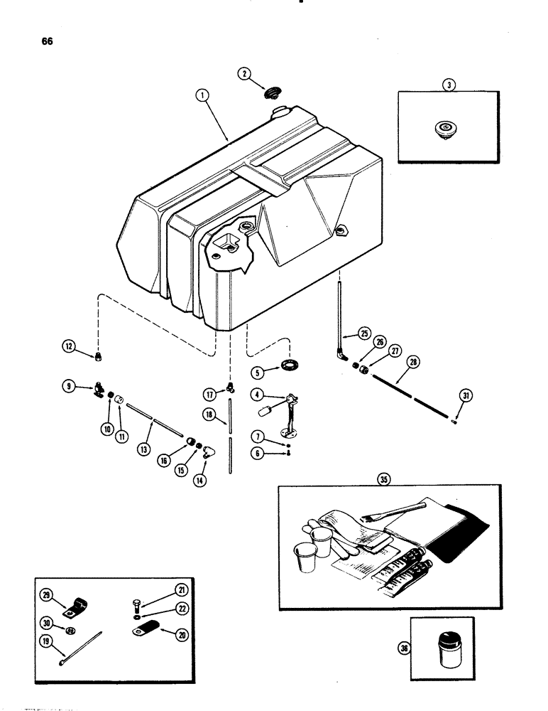 Схема запчастей Case IH 1070 - (0066) - FUEL TANK AND LINES, 451B DIESEL ENGINE, NYLON MATERIAL (03) - FUEL SYSTEM