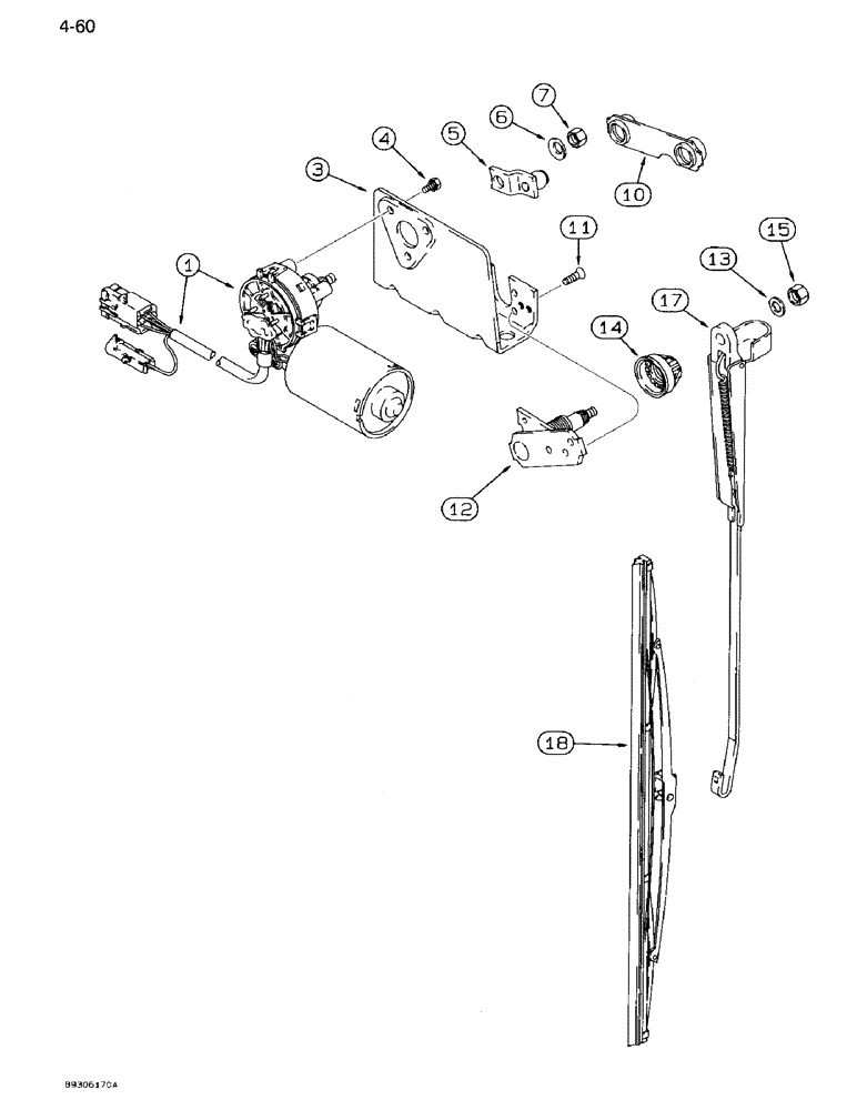 Схема запчастей Case IH 7110 - (4-60) - WINDSHIELD WIPER ASSEMBLY (04) - ELECTRICAL SYSTEMS