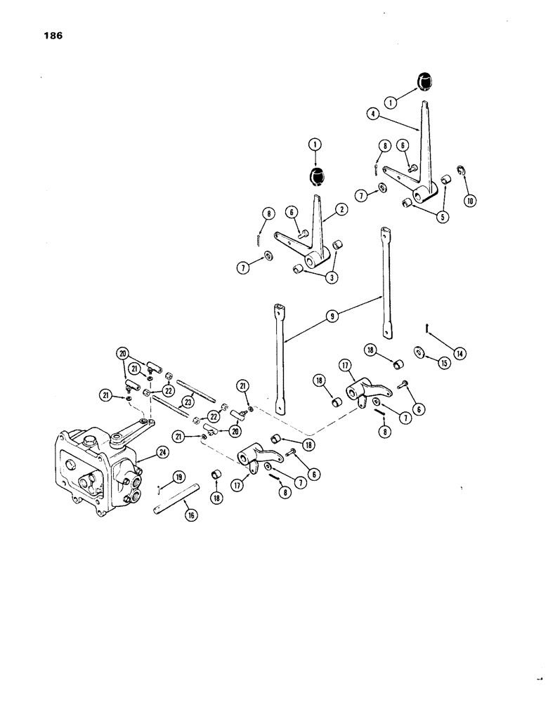 Схема запчастей Case IH 1270 - (186) - HYDRAULICS, LEFT HAND OPTIONAL REMOTE HYDRAULICS CONTROLS (08) - HYDRAULICS