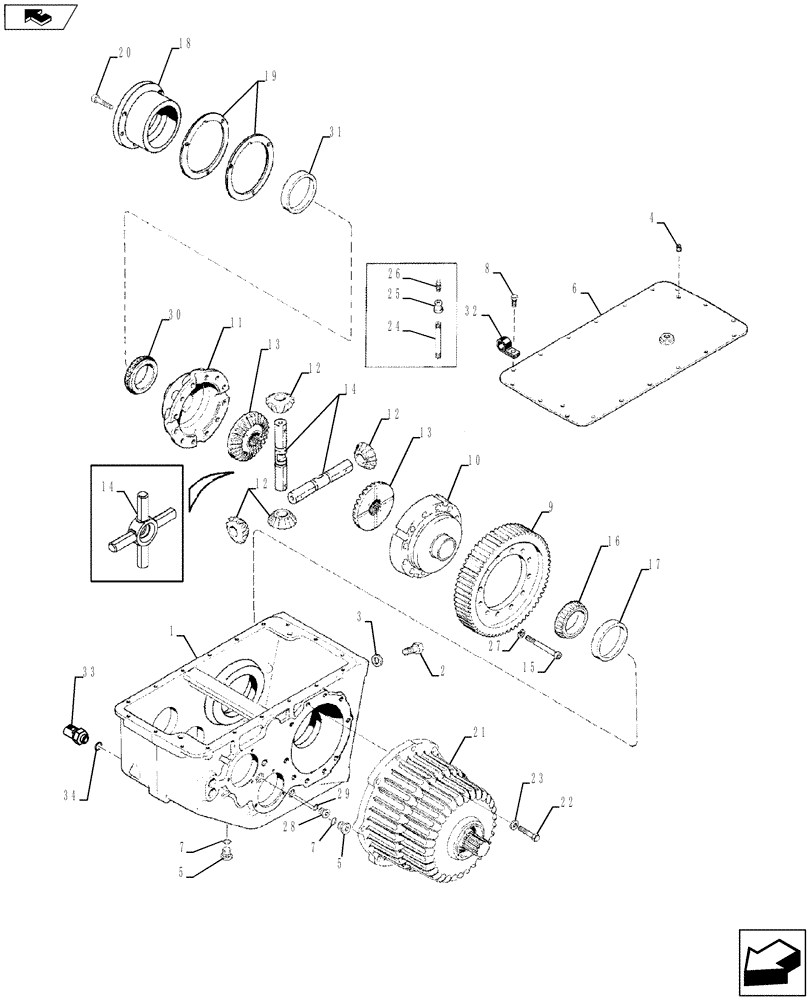 Схема запчастей Case IH 5130 - (21.130.04) - TRANSMISSION ASSY - HOUSING AND DIFFERENTIAL (21) - TRANSMISSION