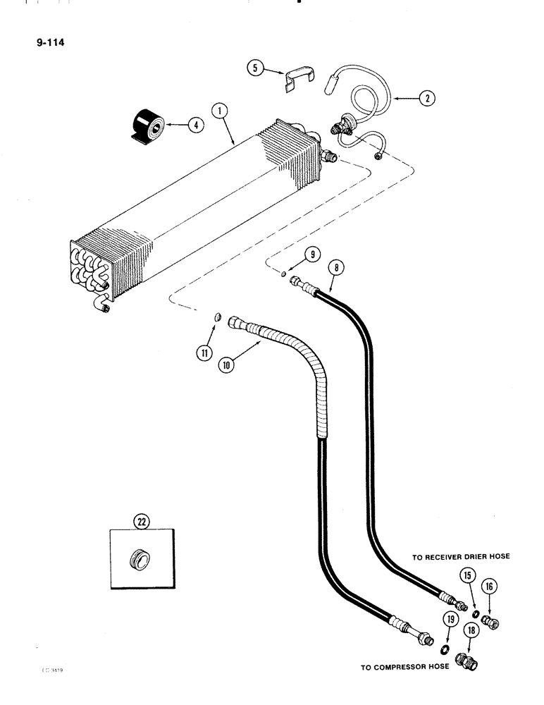 Схема запчастей Case IH 2096 - (9-114) - AIR CONDITIONING COOLING SYSTEM (09) - CHASSIS/ATTACHMENTS