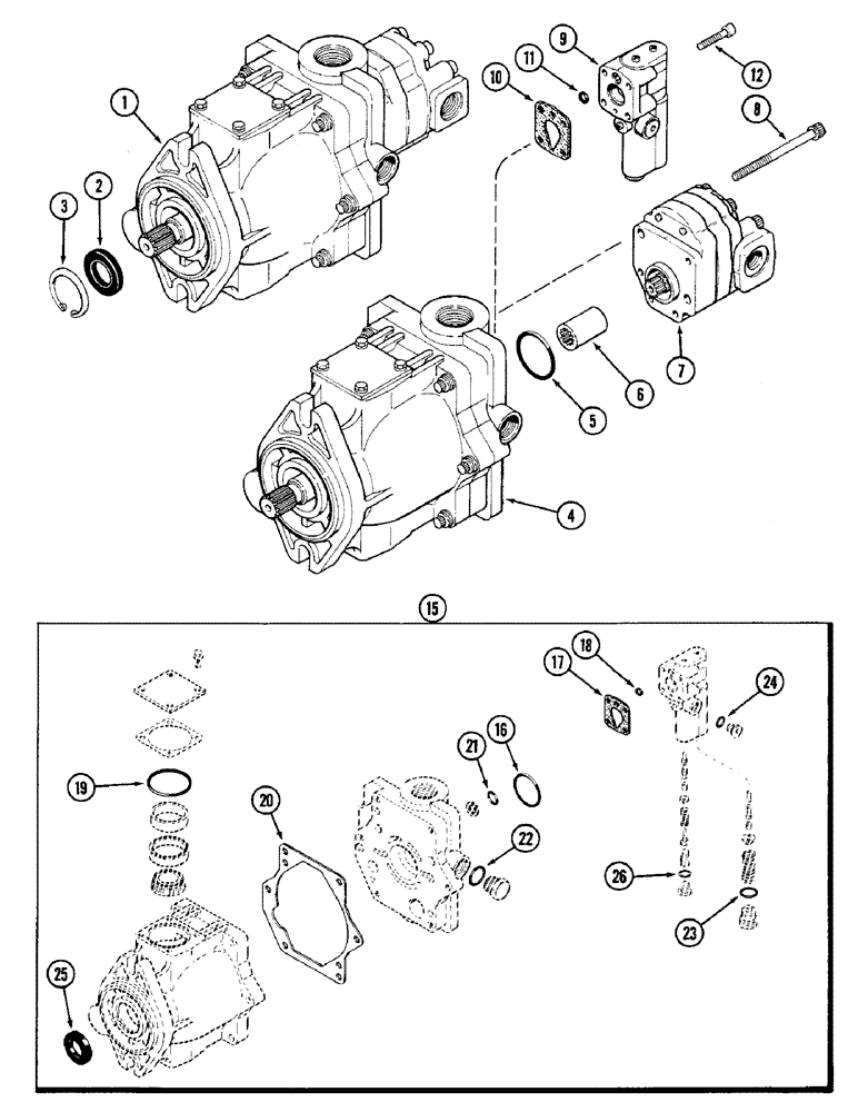 Схема запчастей Case IH 2096 - (8-268) - HYDRAULICS, GEAR AND PISTON PUMP ASSEMBLY (08) - HYDRAULICS