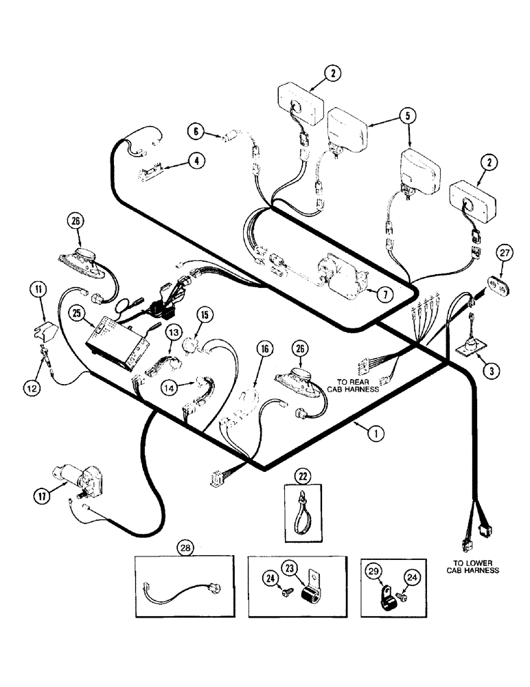 Схема запчастей Case IH 8910 - (4-016) - CAB HEADLINER HARNESS (04) - ELECTRICAL SYSTEMS